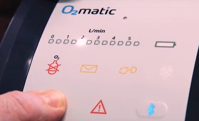 Brugerdisplayet på O2matics hjemme-iltrobot